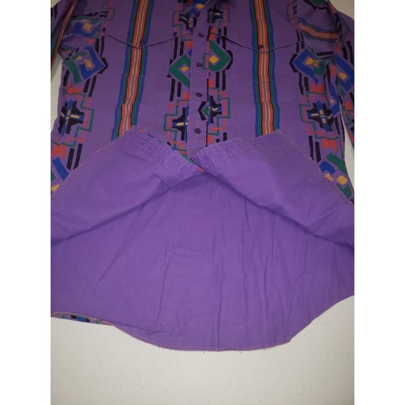 Wrangler Shirt Mens 16-35 Regular Fit Aztec Western Cowboy Cut XLong Tails - Picture 4 of 4